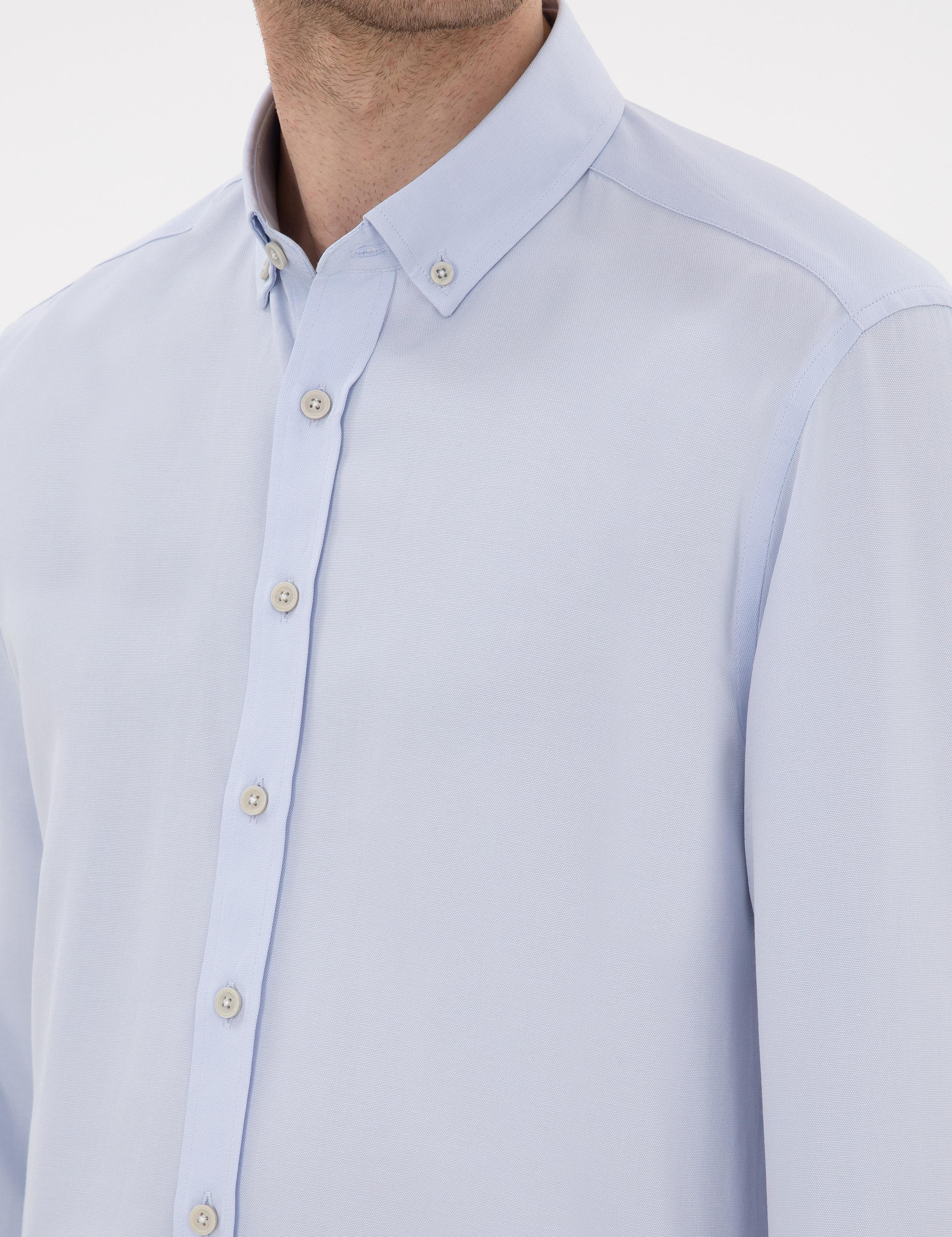 Açık Mavi Regular Fit Oxford Gömlek Uzunkol