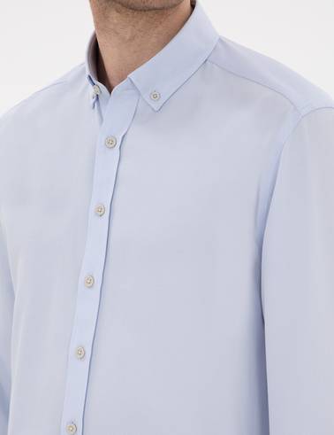 Açık Mavi Regular Fit Oxford Gömlek Uzunkol