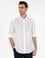 Beyaz Keten Karışımlı Regular Fit Uzun Kollu Gömlek