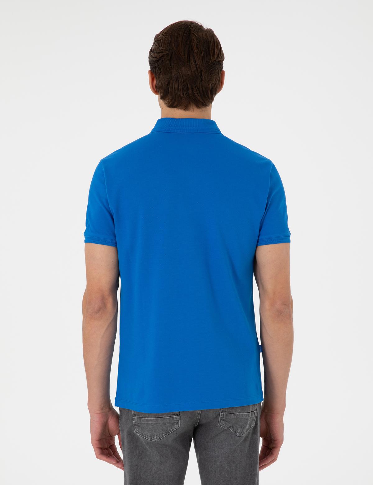 Saks Slim Fit %100 Pamuk Polo Yaka Basic Tişört - 50306448063