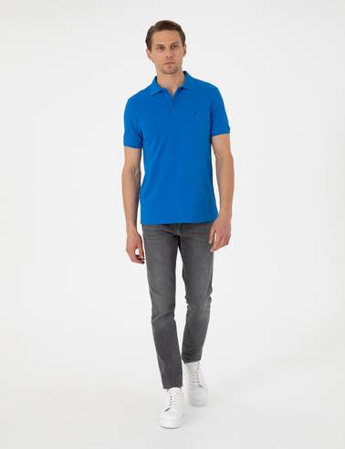 Sax Slim Fit %100 Pamuk Polo Yaka Basic Tişört