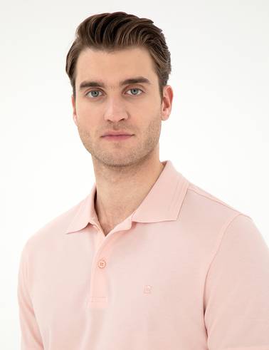 Pudra Slim Fit %100 Pamuk Polo Yaka Basic Tişört