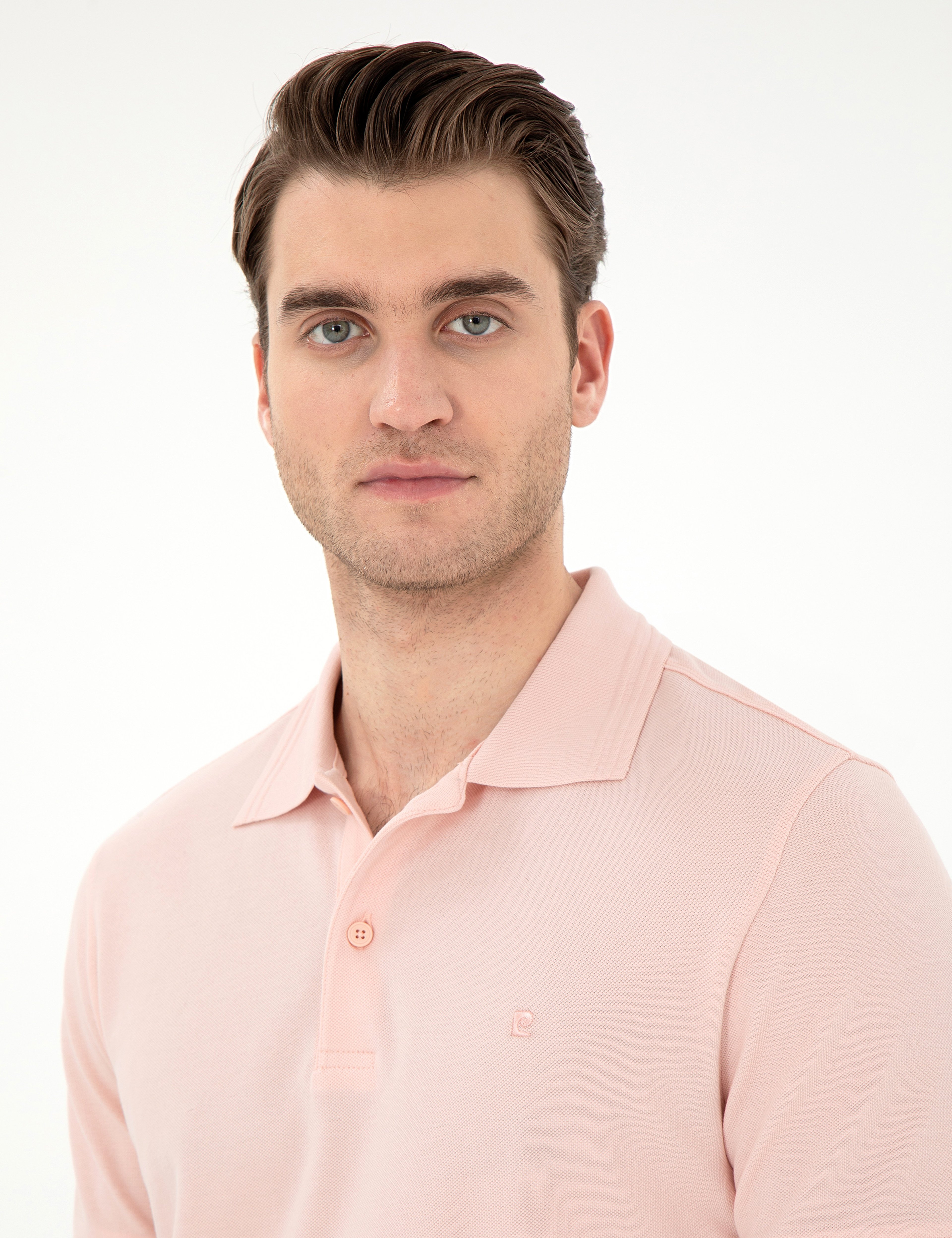 Pudra Slim Fit %100 Pamuk Polo Yaka Basic Tişört
