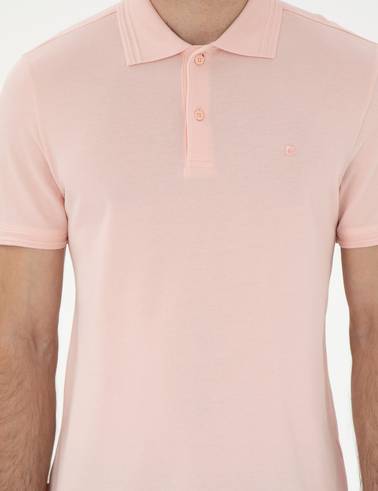Pudra Slim Fit %100 Pamuk Polo Yaka Basic Tişört