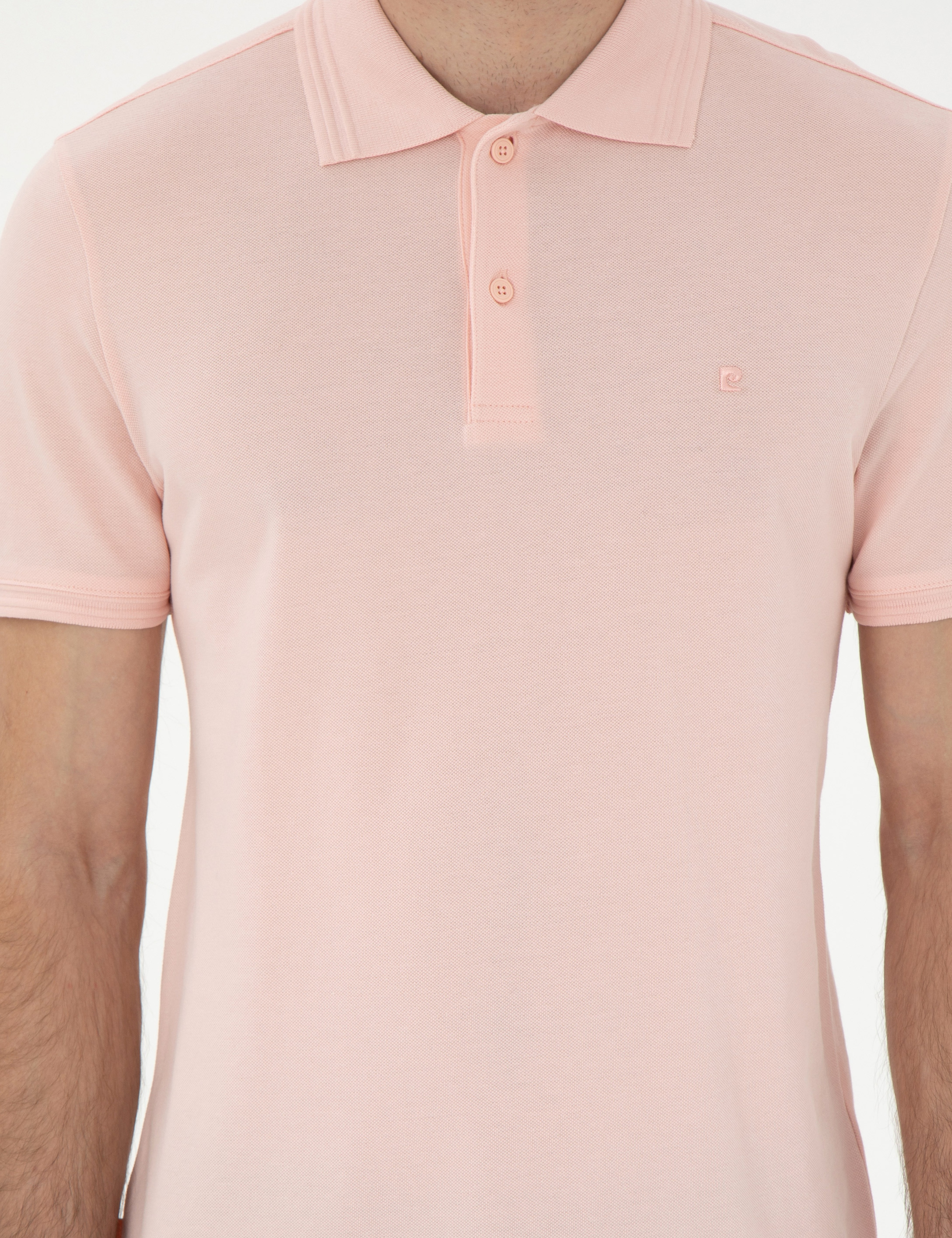 Pudra Slim Fit %100 Pamuk Polo Yaka Basic Tişört