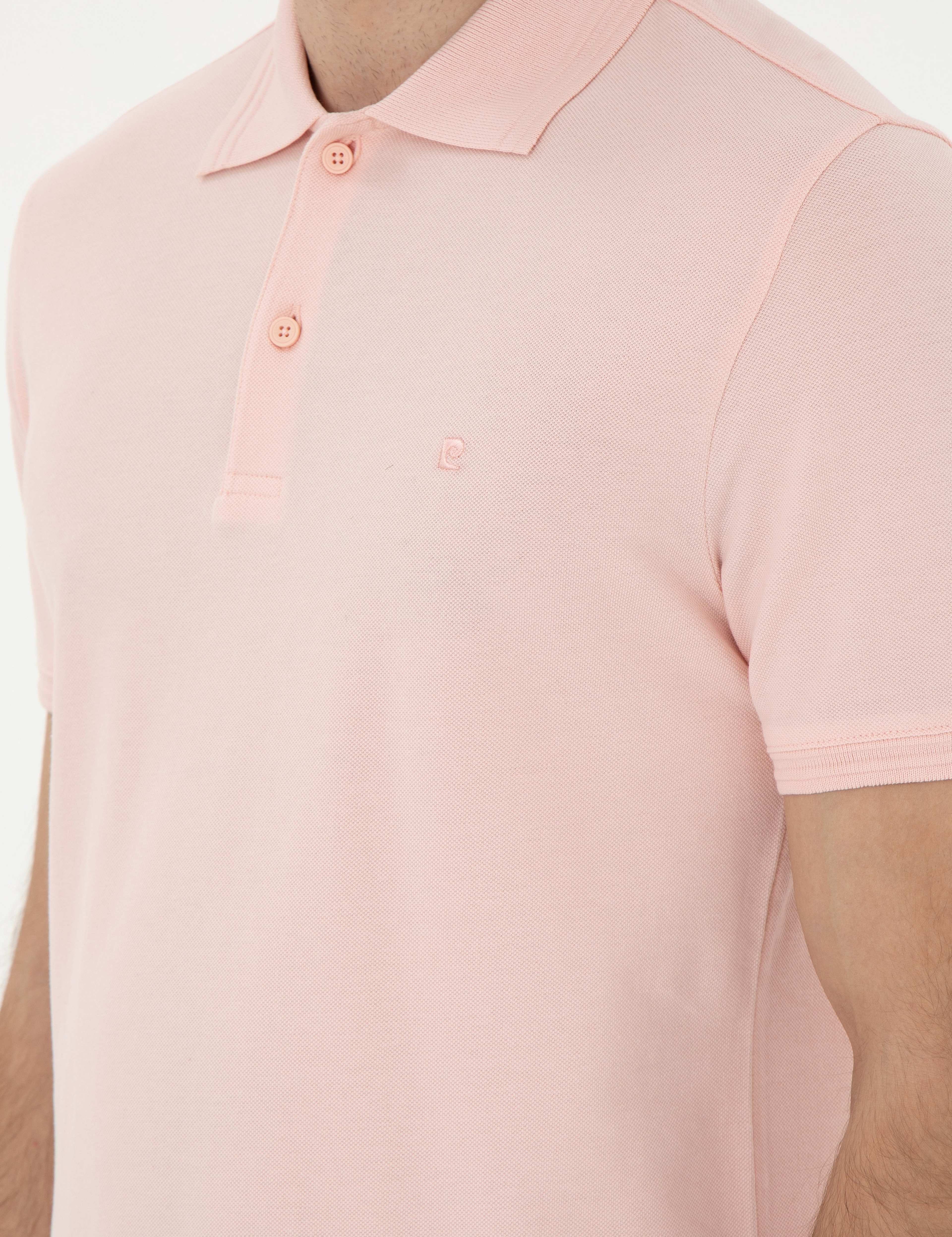Pudra Slim Fit %100 Pamuk Polo Yaka Basic Tişört - Image 7