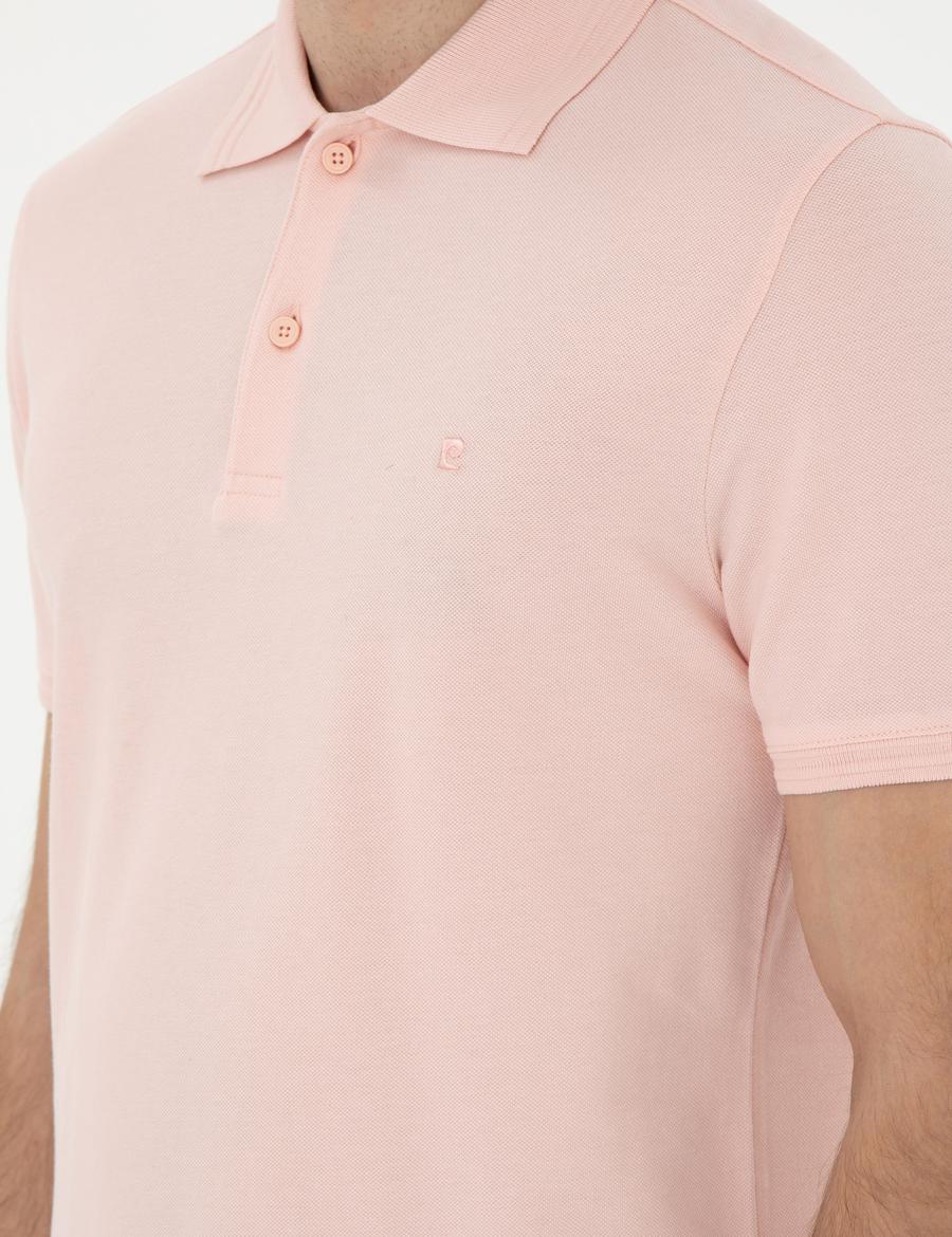 Pudra Slim Fit %100 Pamuk Polo Yaka Basic Tişört