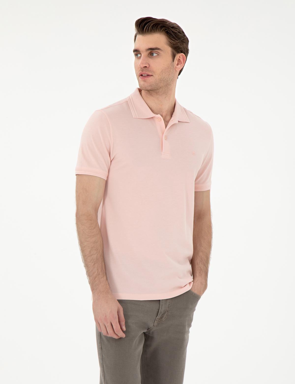 Pudra Slim Fit %100 Pamuk Polo Yaka Basic Tişört