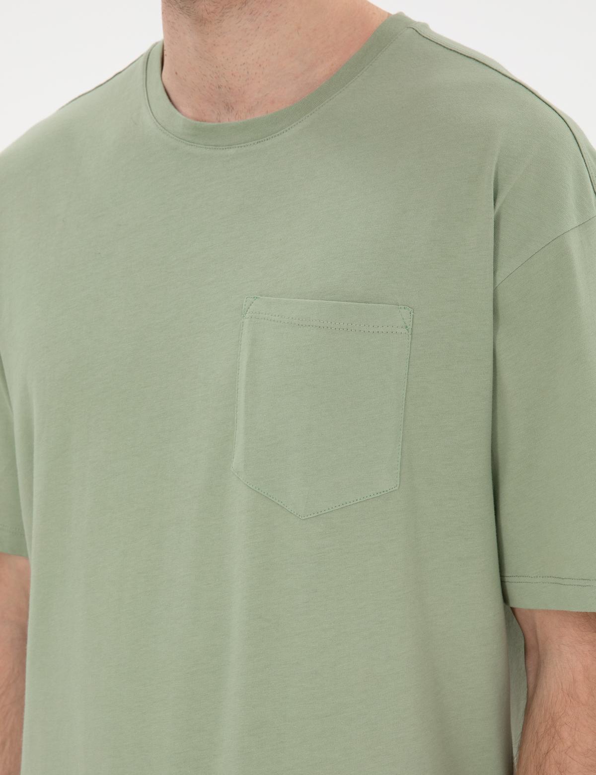 Yeşil Comfort Fit Basic Tişört - 50306991036