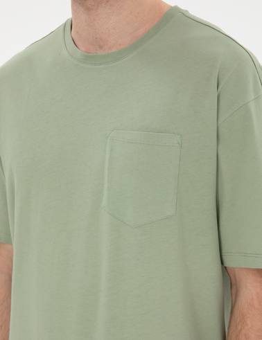 Çağla Comfort Fit %100 Pamuk Bisiklet Yaka Basic Tişört