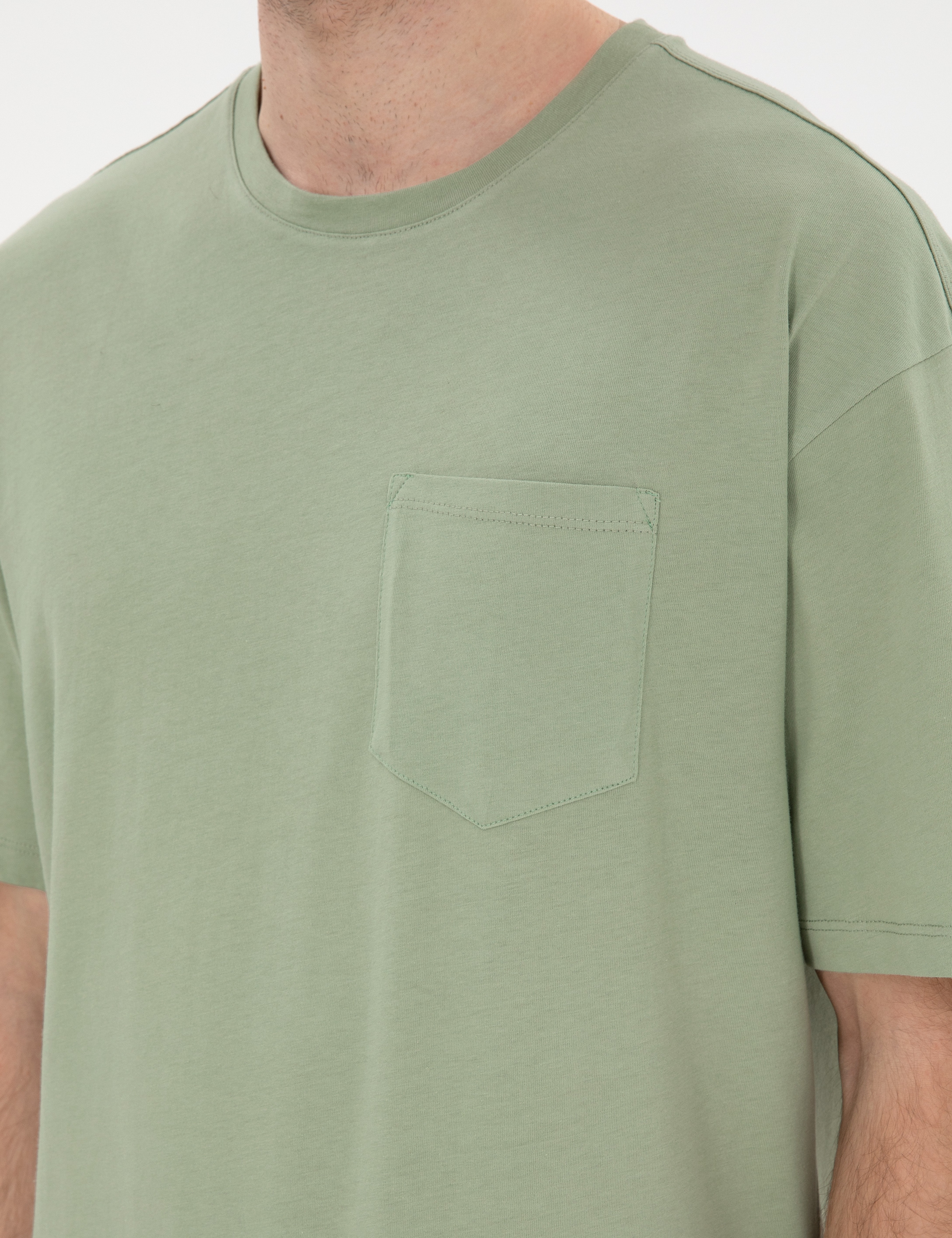 Çağla Comfort Fit %100 Pamuk Bisiklet Yaka Basic Tişört - Image 7
