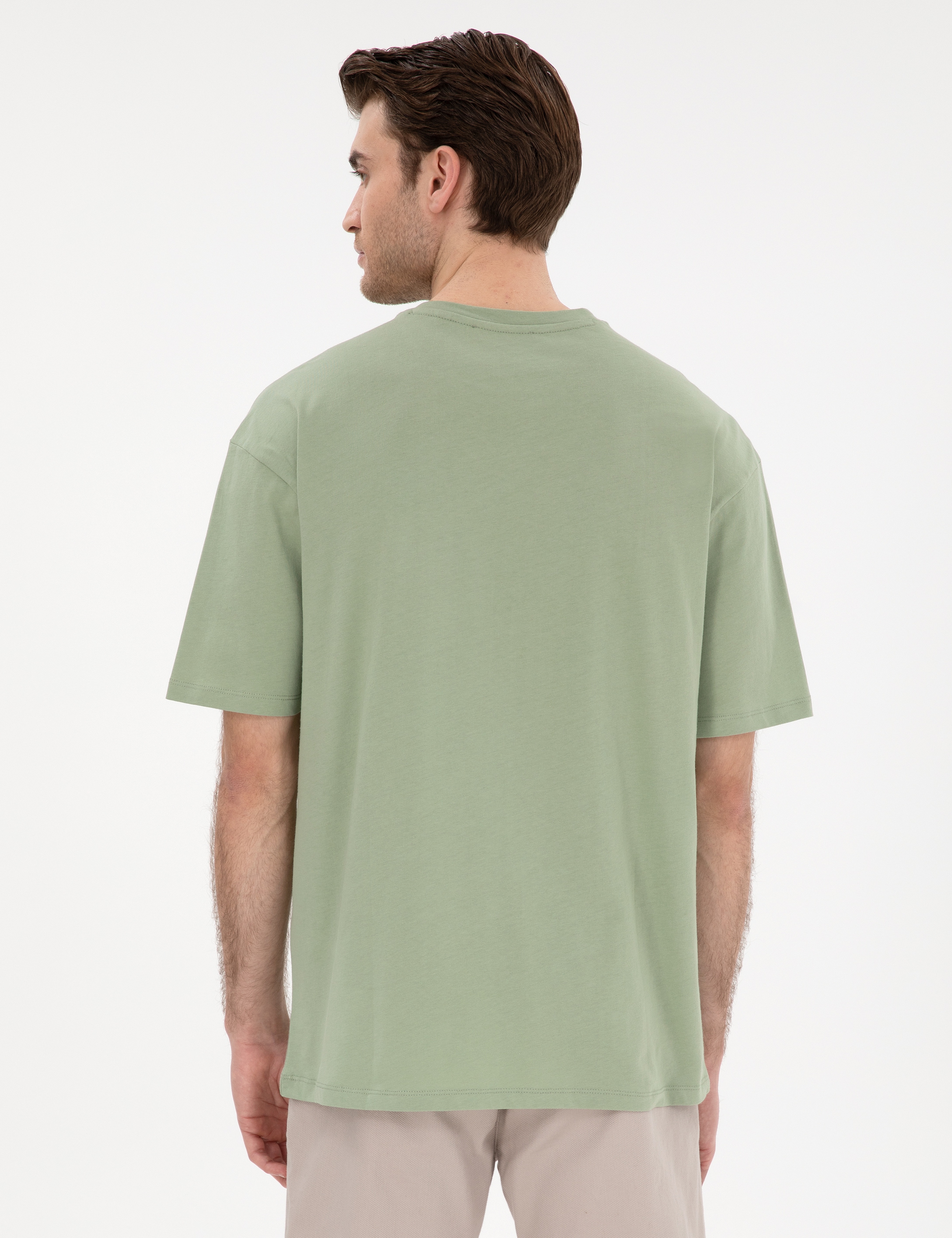 Çağla Comfort Fit %100 Pamuk Bisiklet Yaka Basic Tişört - Image 5