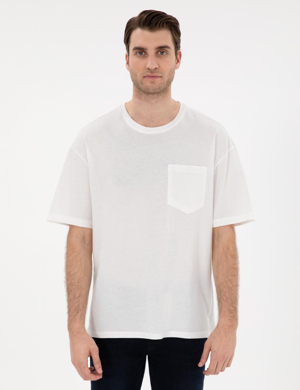 Ekru Comfort Fit Basic Tişört