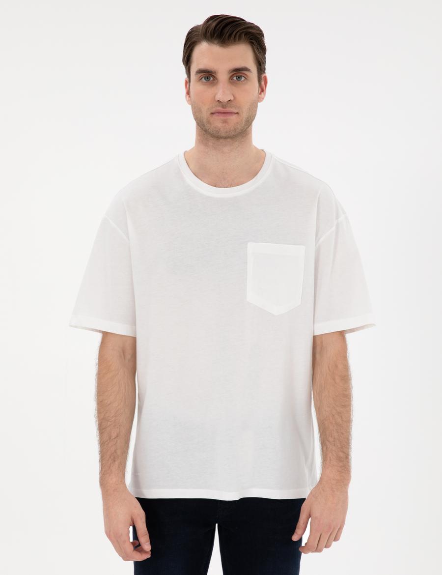 Ekru Comfort Fit Basic Tişört