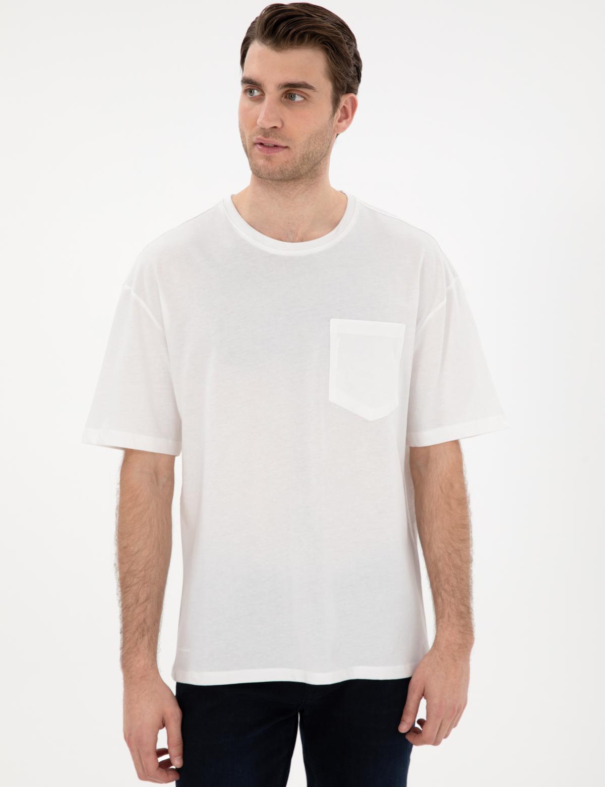 Ekru Comfort Fit Basic Tişört - 50306991009