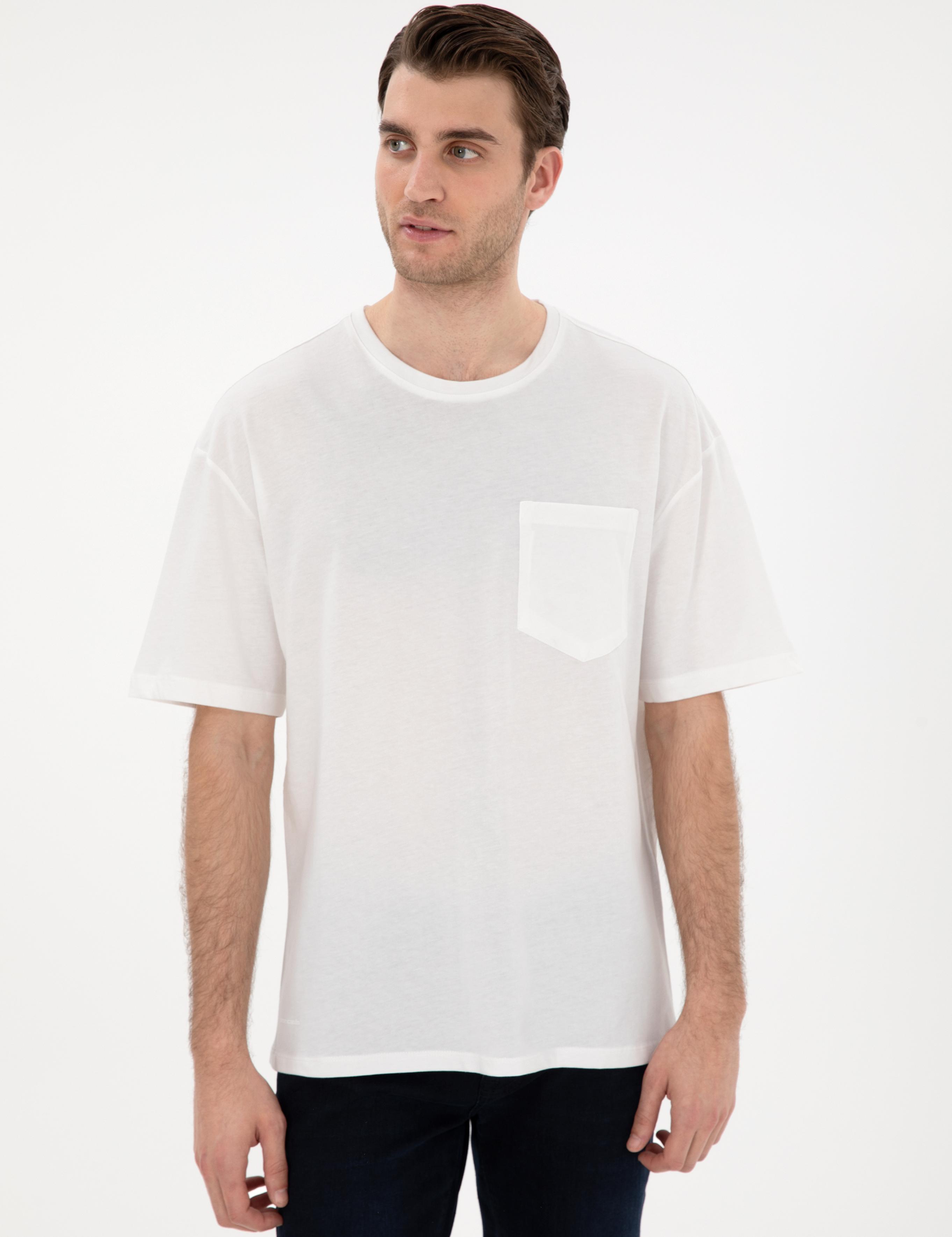 Ekru Comfort Fit Basic Tişört