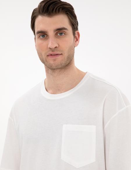 Ekru Comfort Fit Basic Tişört - 50306991009