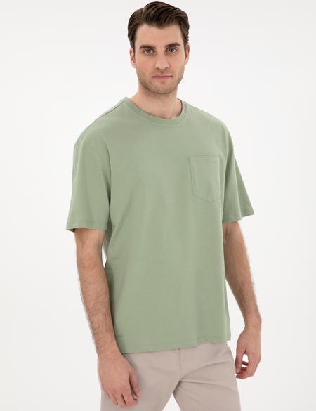 Yeşil Comfort Fit Basic Tişört - 50306991036