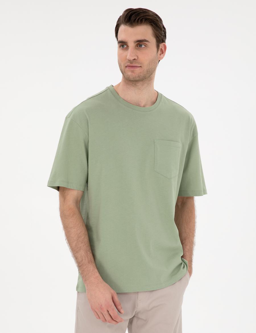 Yeşil Comfort Fit Basic Tişört