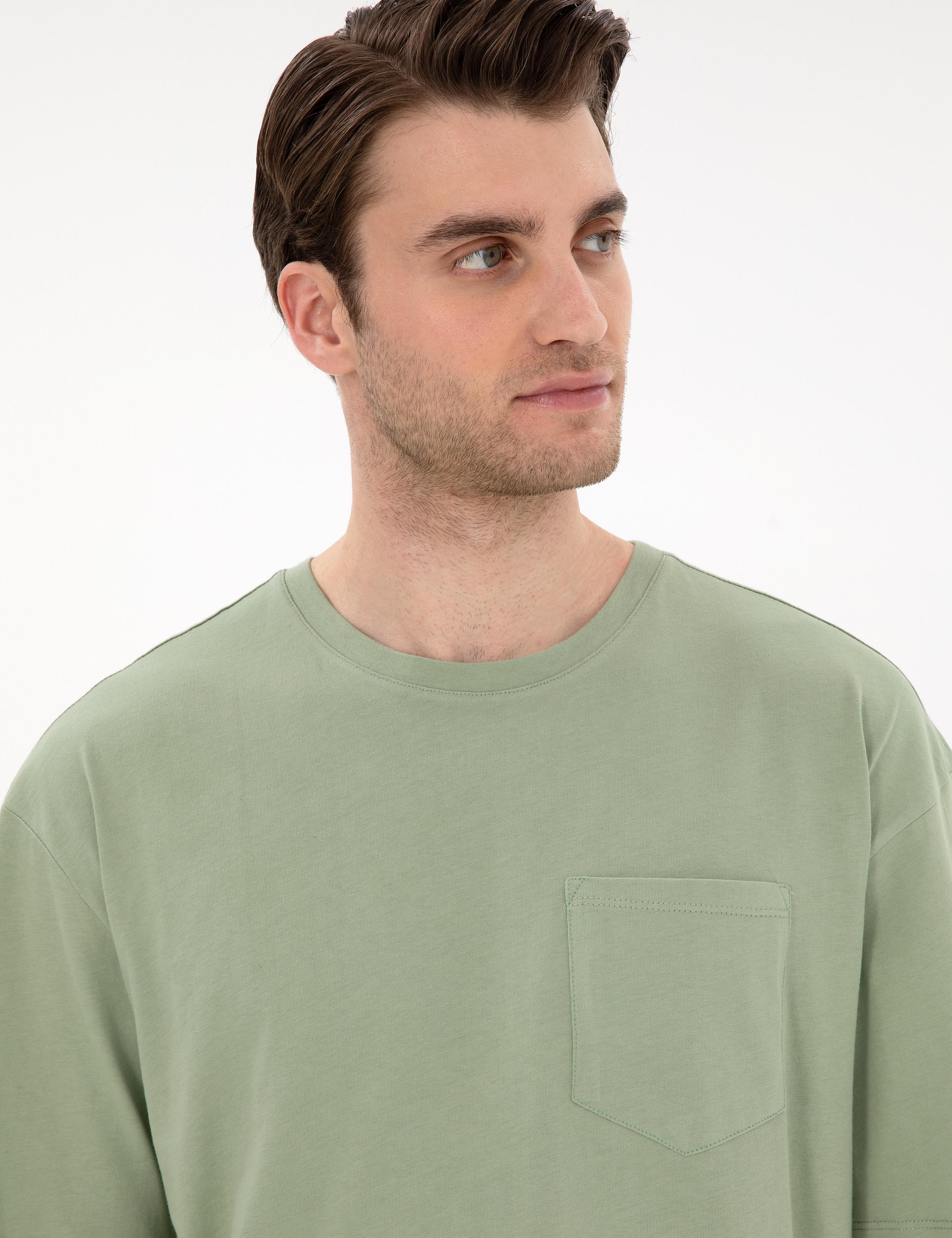 Yeşil Comfort Fit Basic Tişört