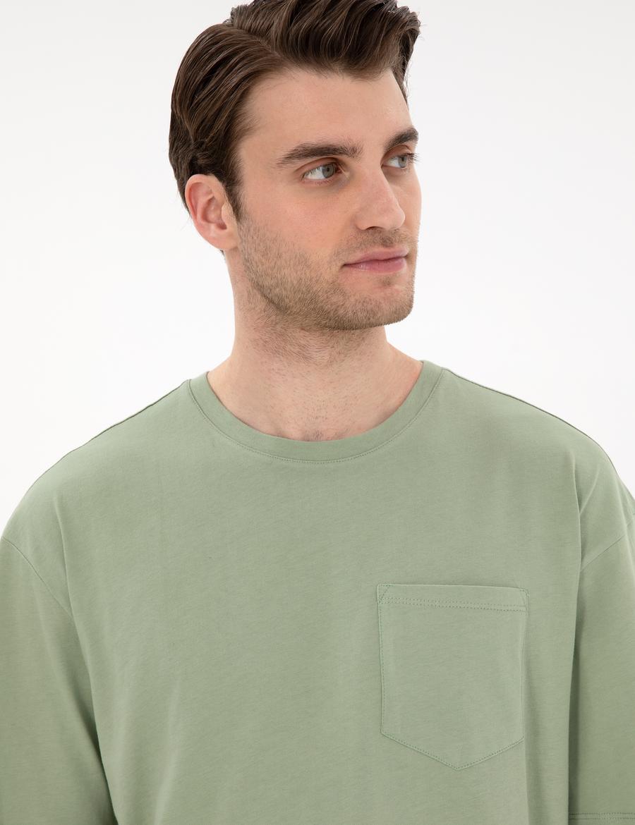 Yeşil Comfort Fit Basic Tişört