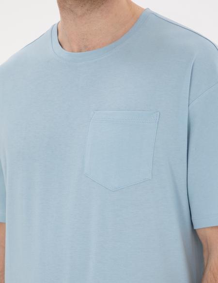 Açık Mavi Comfort Fit Basic Tişört - 50306991054