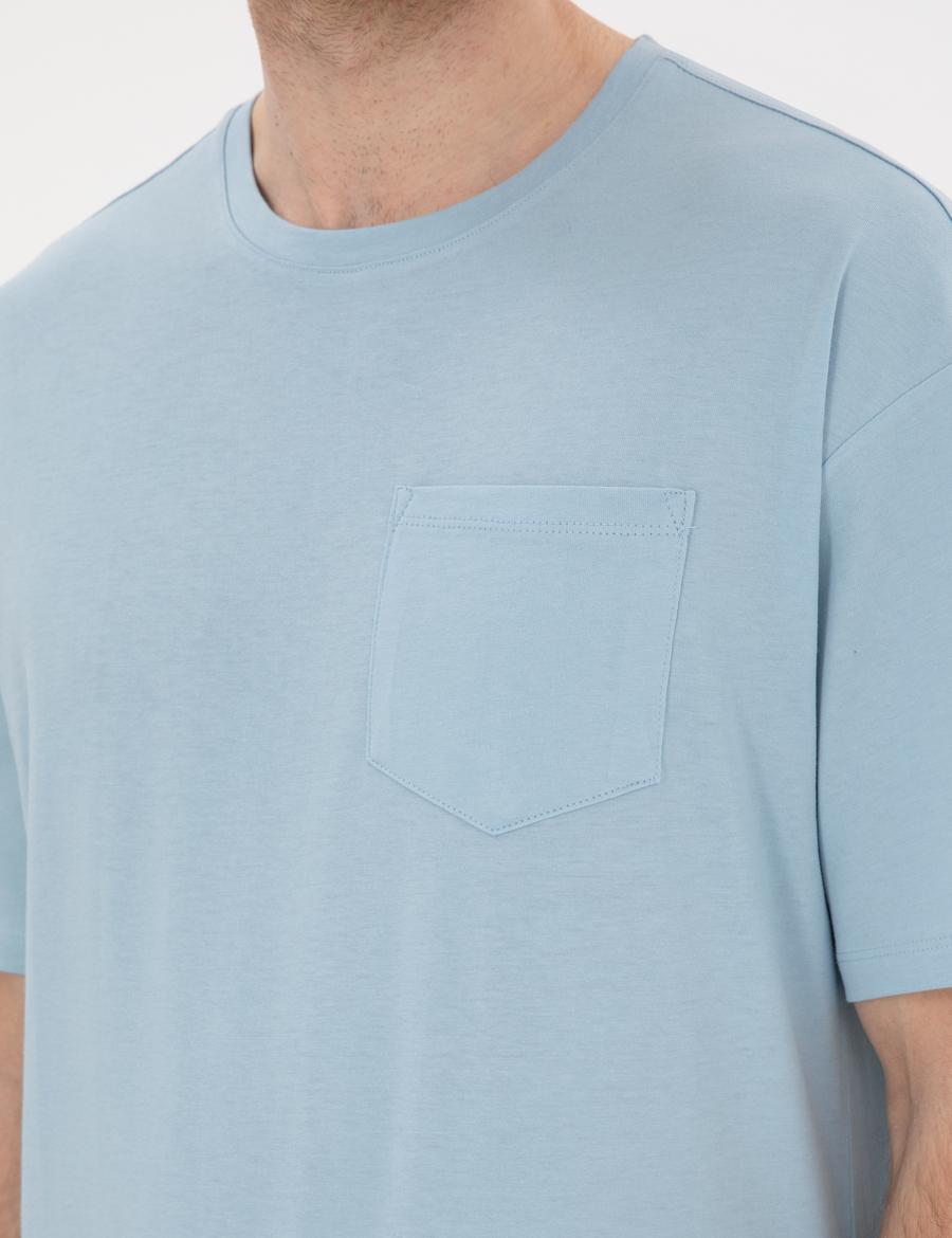 Açık Mavi Comfort Fit Basic Tişört