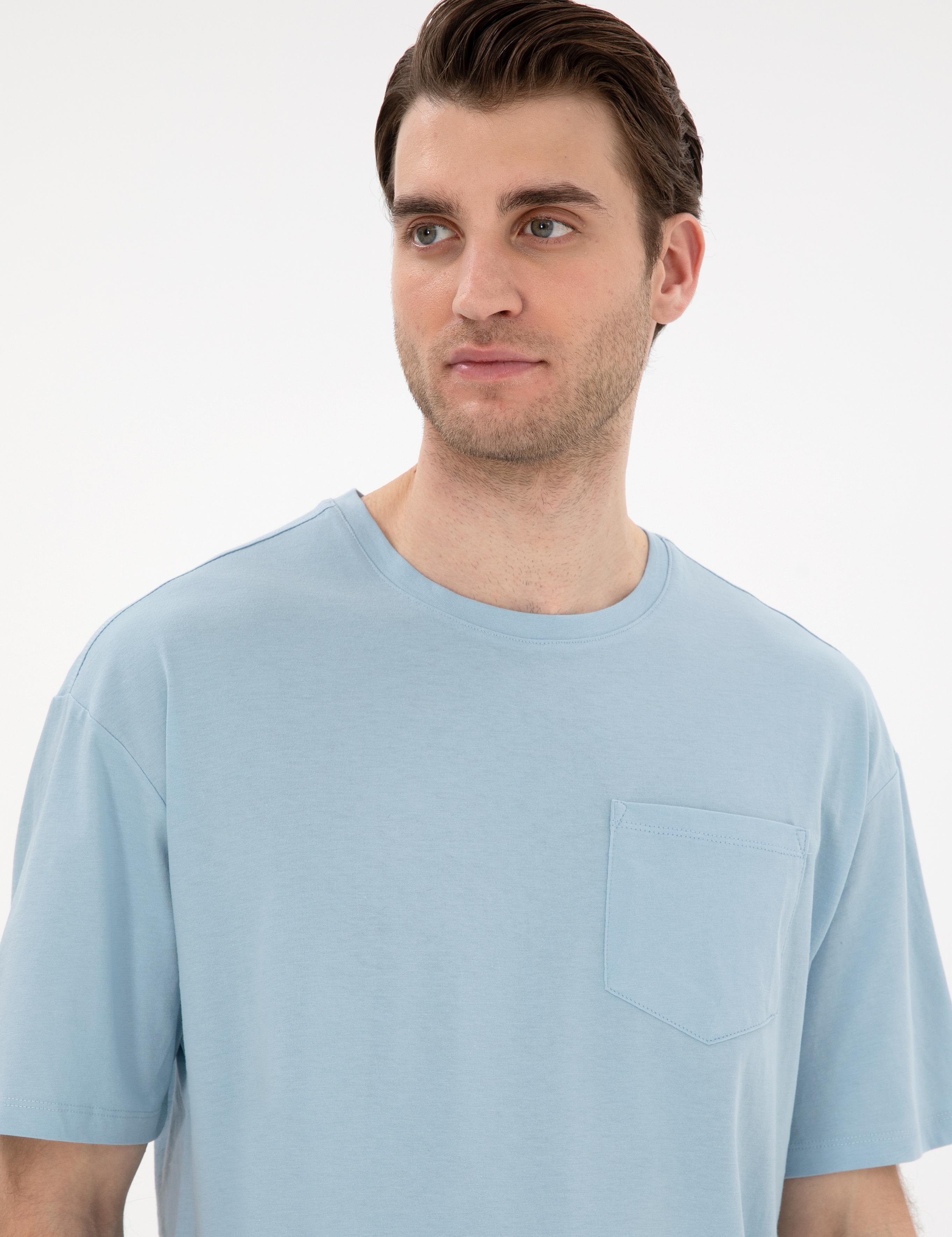Açık Mavi Comfort Fit Basic Tişört