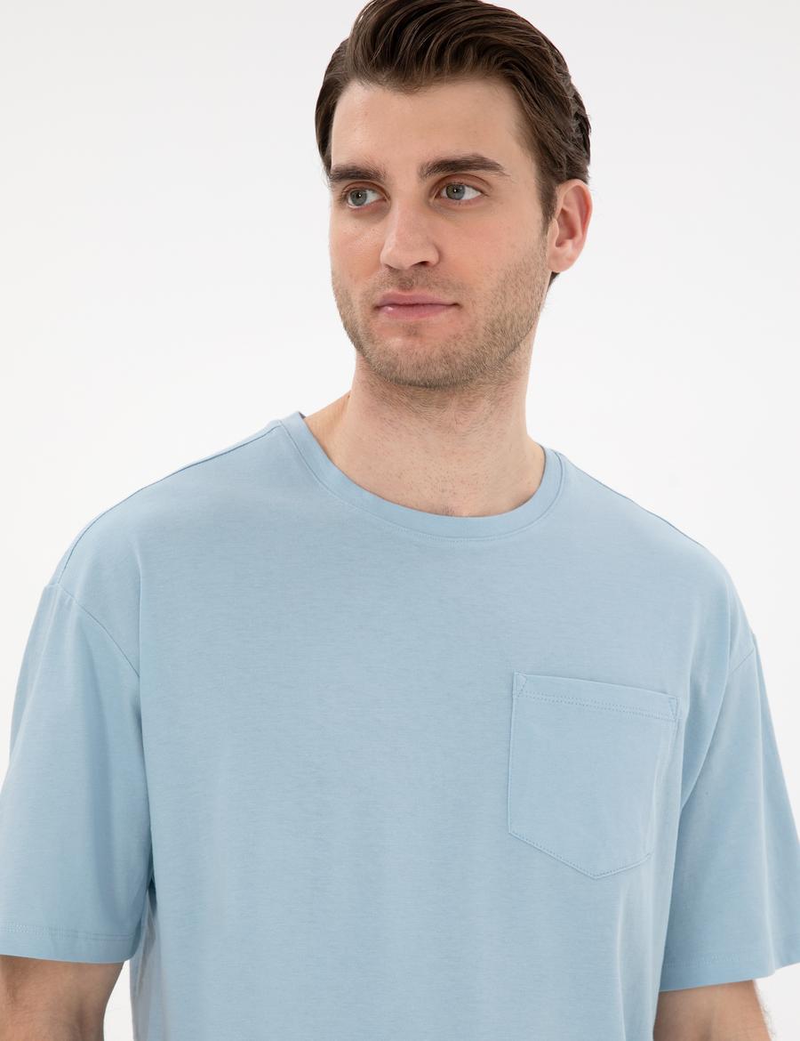 Açık Mavi Comfort Fit Basic Tişört