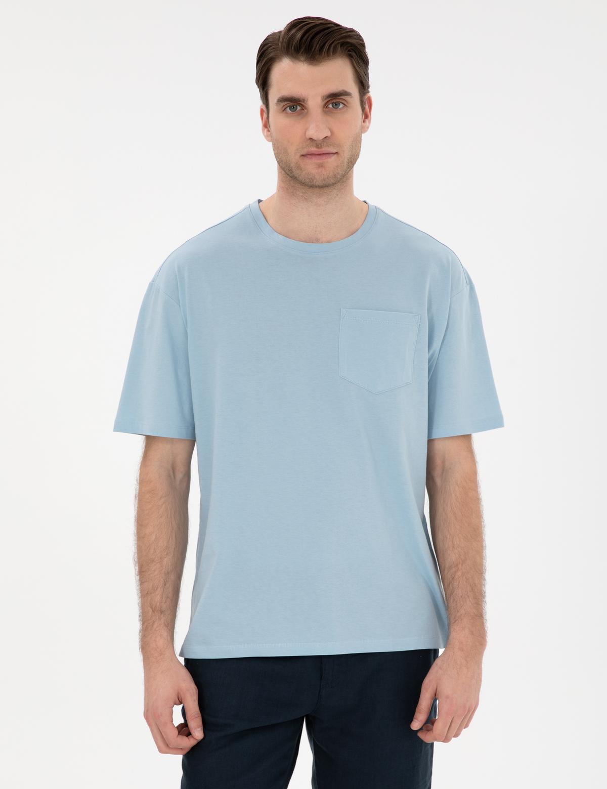 Açık Mavi Comfort Fit Basic Tişört