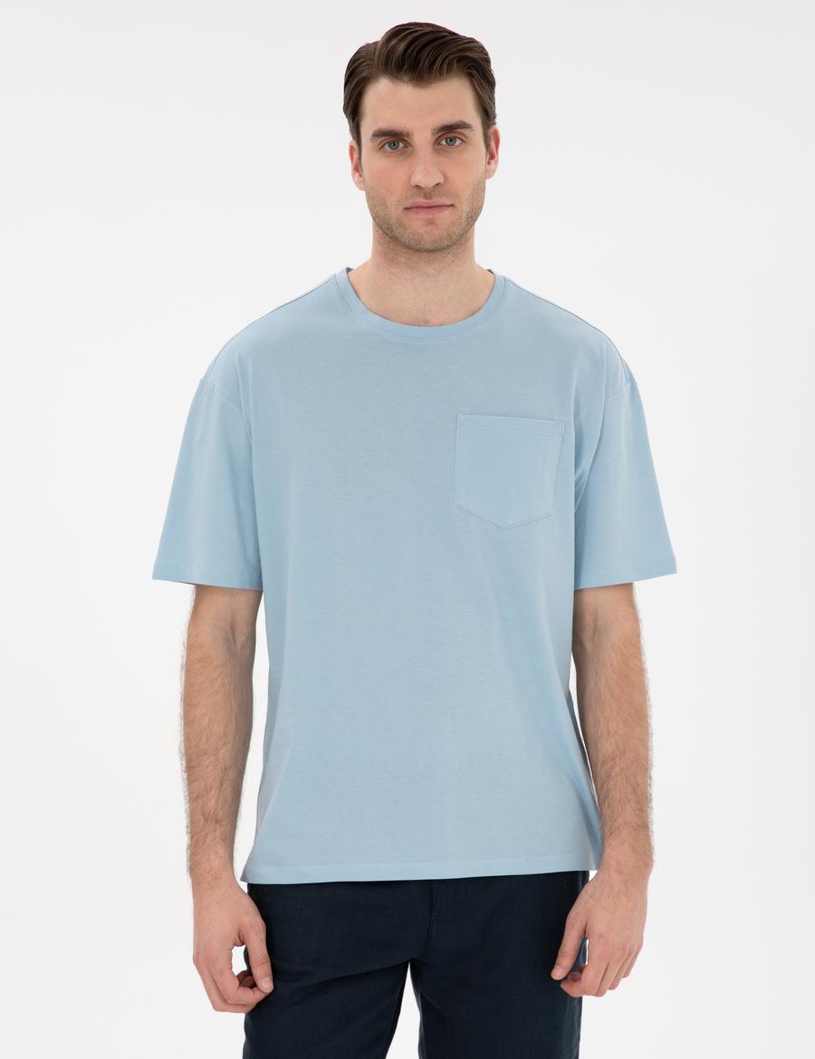 Açık Mavi Comfort Fit Basic Tişört