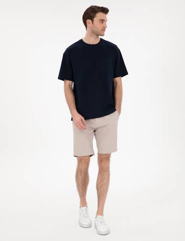 Lacivert Comfort Fit %100 Pamuk Bisiklet Yaka Basic Tişört
