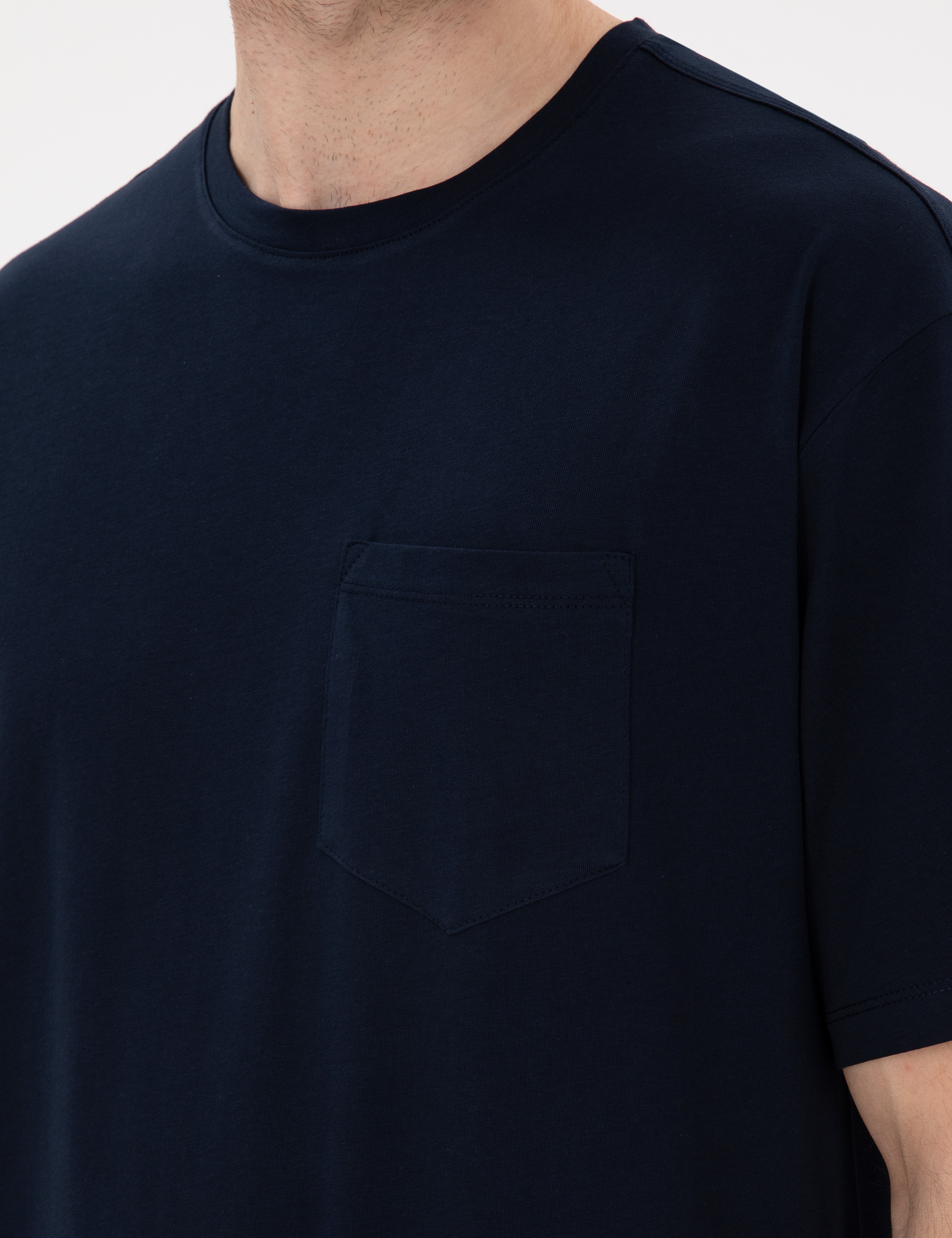 Lacivert Comfort Fit %100 Pamuk Bisiklet Yaka Basic Tişört - Image 7