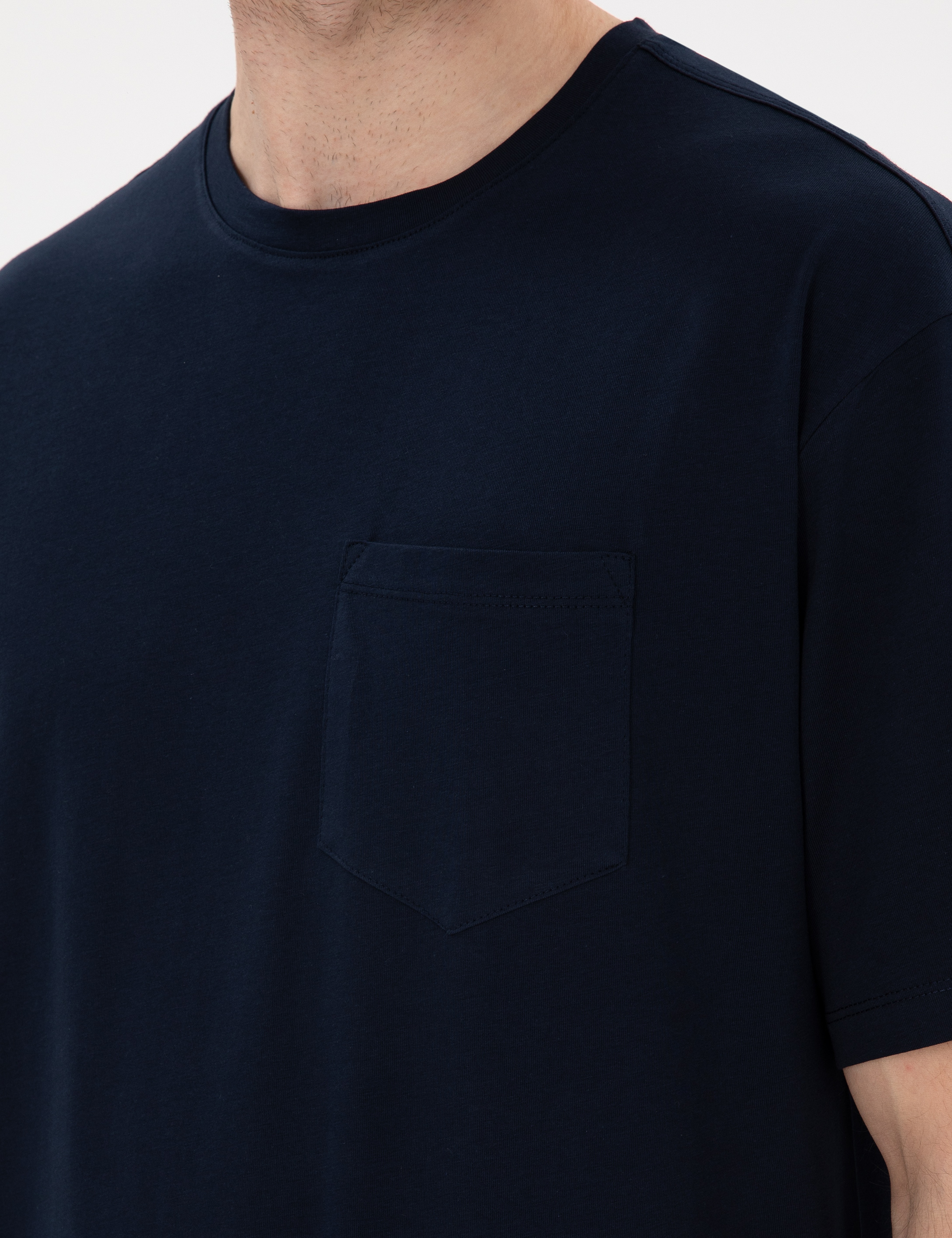 Lacivert Comfort Fit %100 Pamuk Bisiklet Yaka Basic Tişört