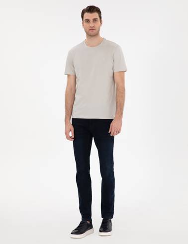Taş Slim Fit %100 Pamuk Bisiklet Yaka Basic Tişört