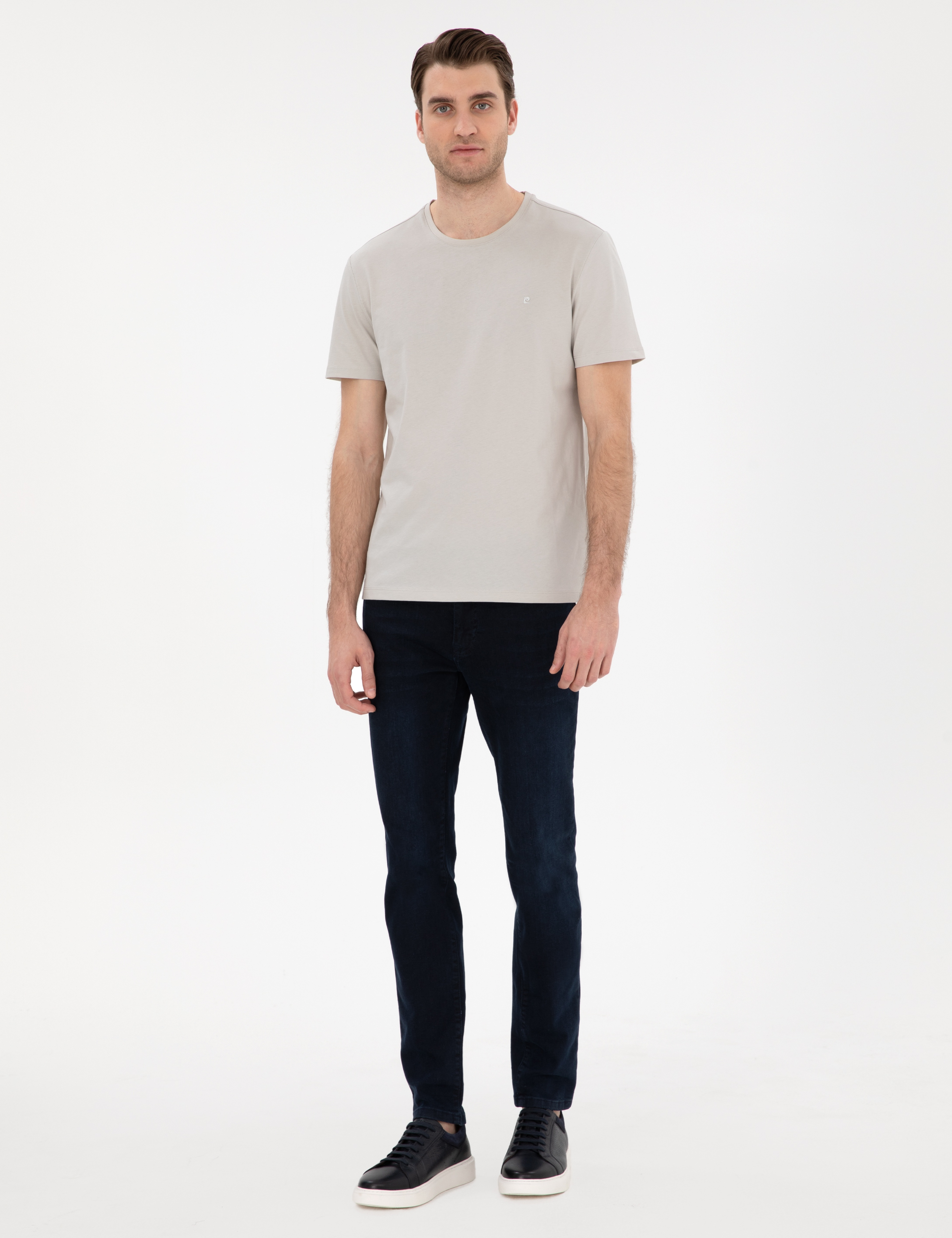 Taş Slim Fit %100 Pamuk Bisiklet Yaka Basic Tişört - Image 4