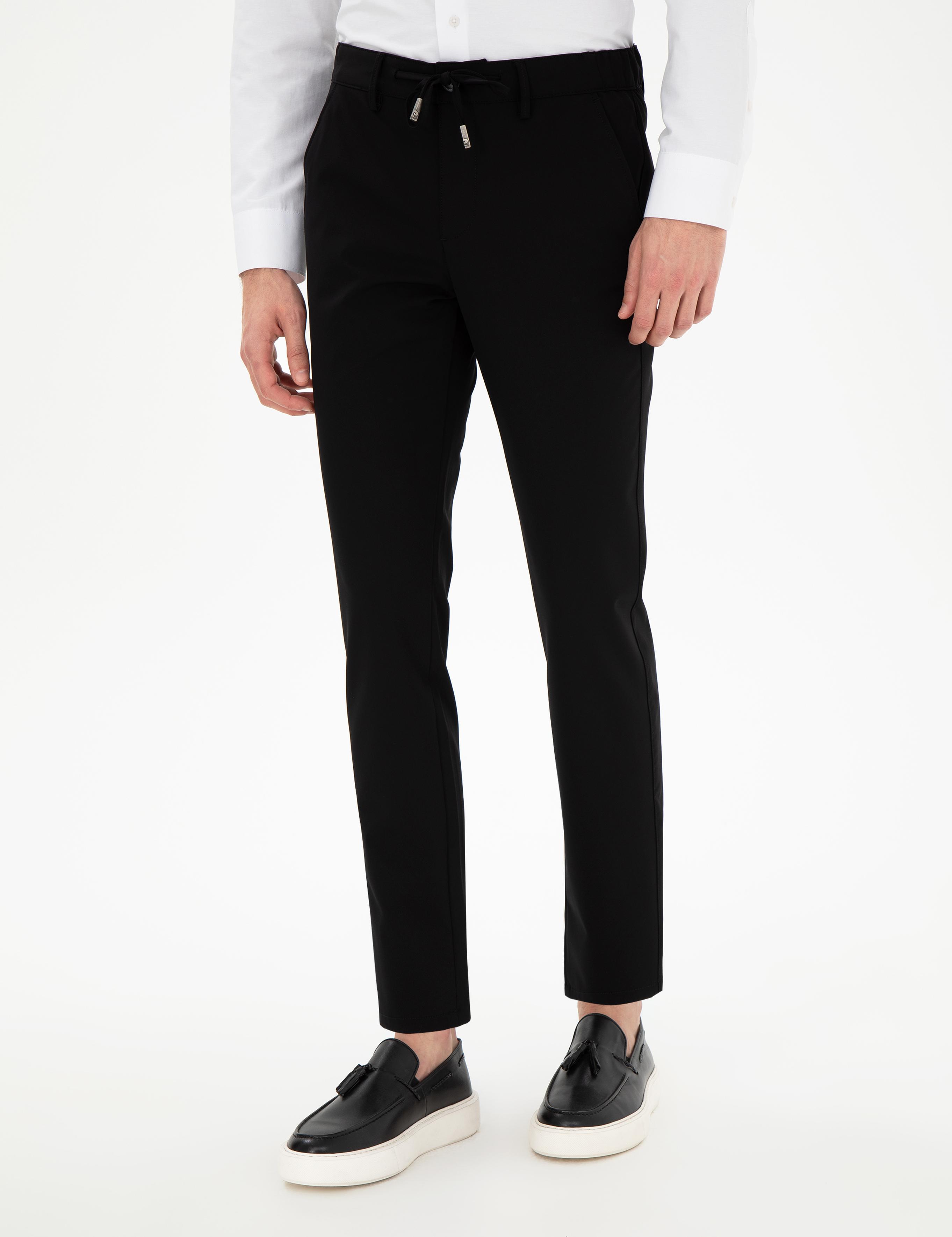 Siyah Slim Fit Esnek Jogger Kanvas Pantolon