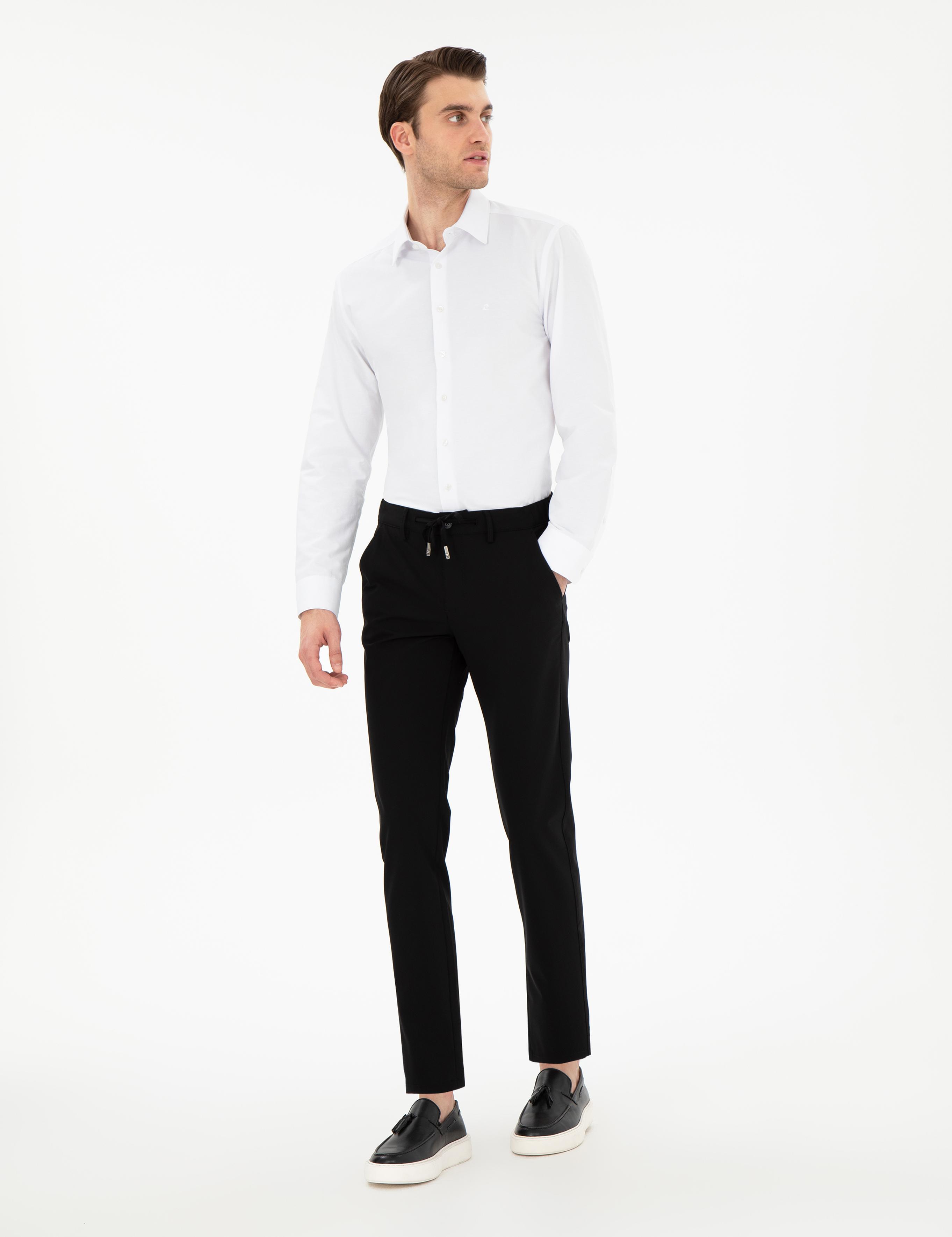 Siyah Slim Fit Esnek Jogger Kanvas Pantolon