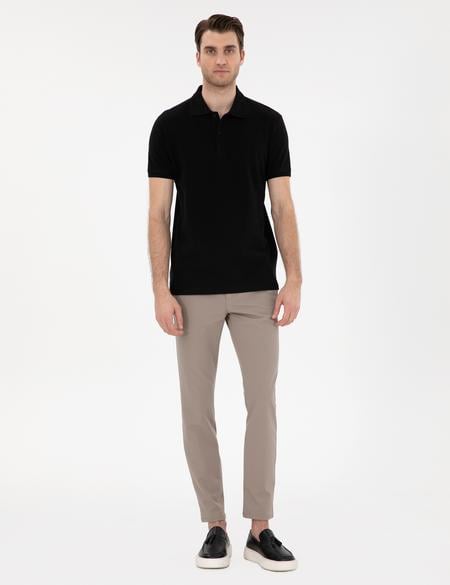 Siyah Slim Fit %100 Pamuk Polo Yaka Basic Tişört - 50306448088