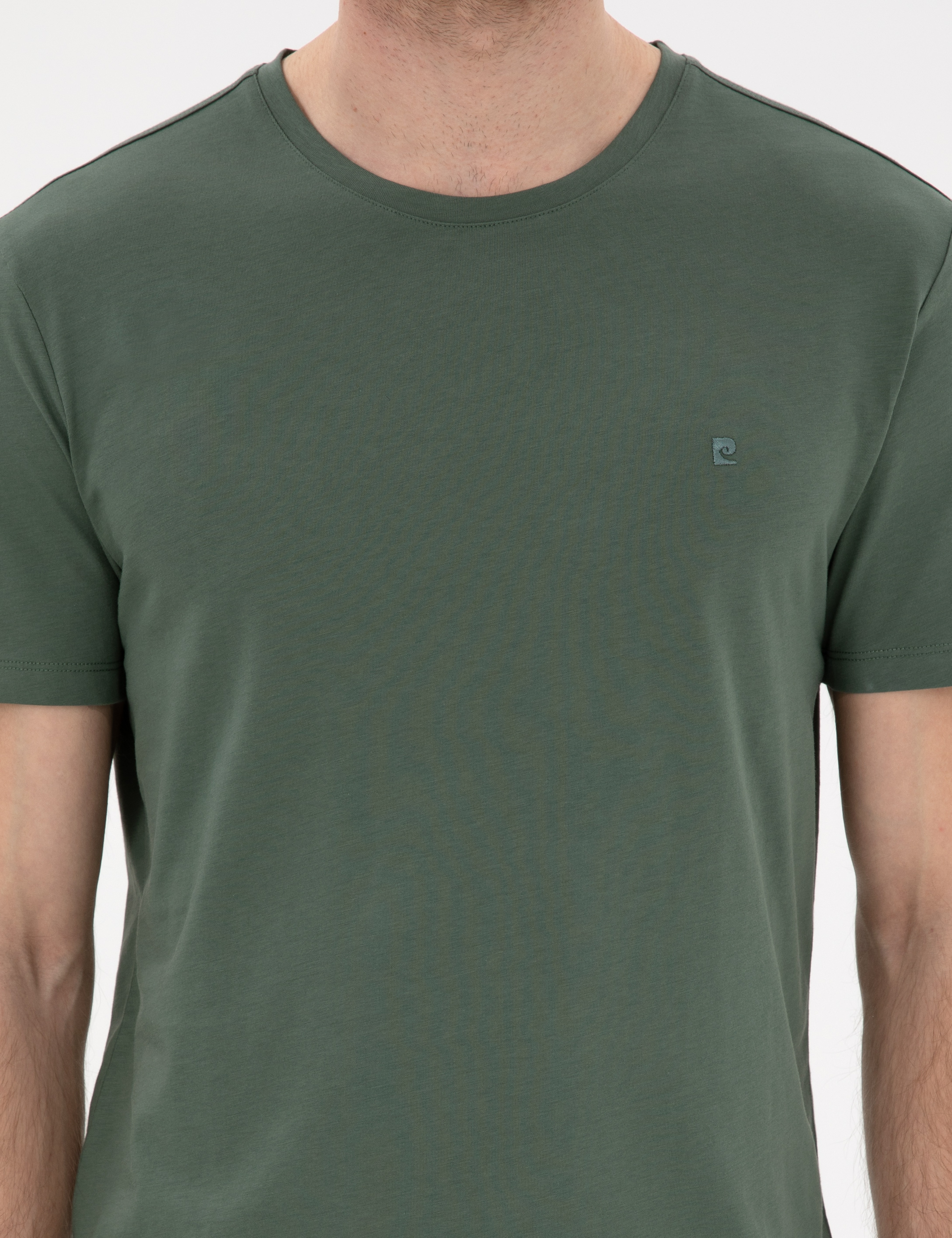 Haki Slim Fit %100 Pamuk Bisiklet Yaka Basic Tişört - Image 6