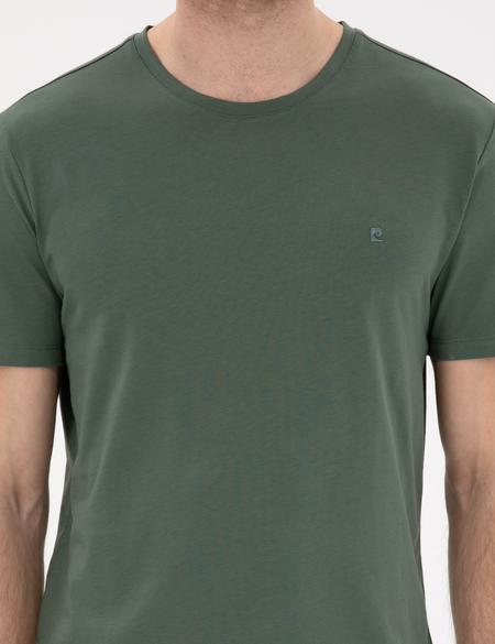 Haki %100 Pamuk Slim Fit Bisiklet Yaka Basic Tişört - 50306980026