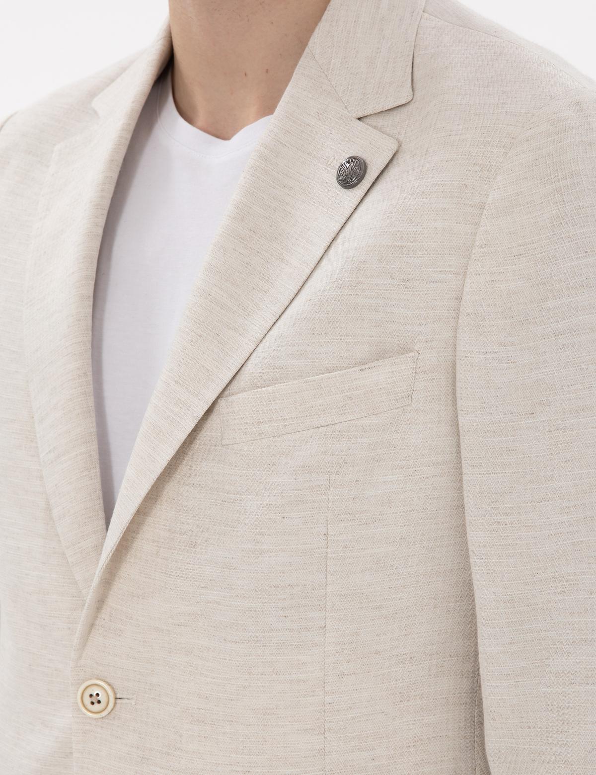 Ekru Slim Fit Keten Karışımlı Takım Elbise - 50304275005