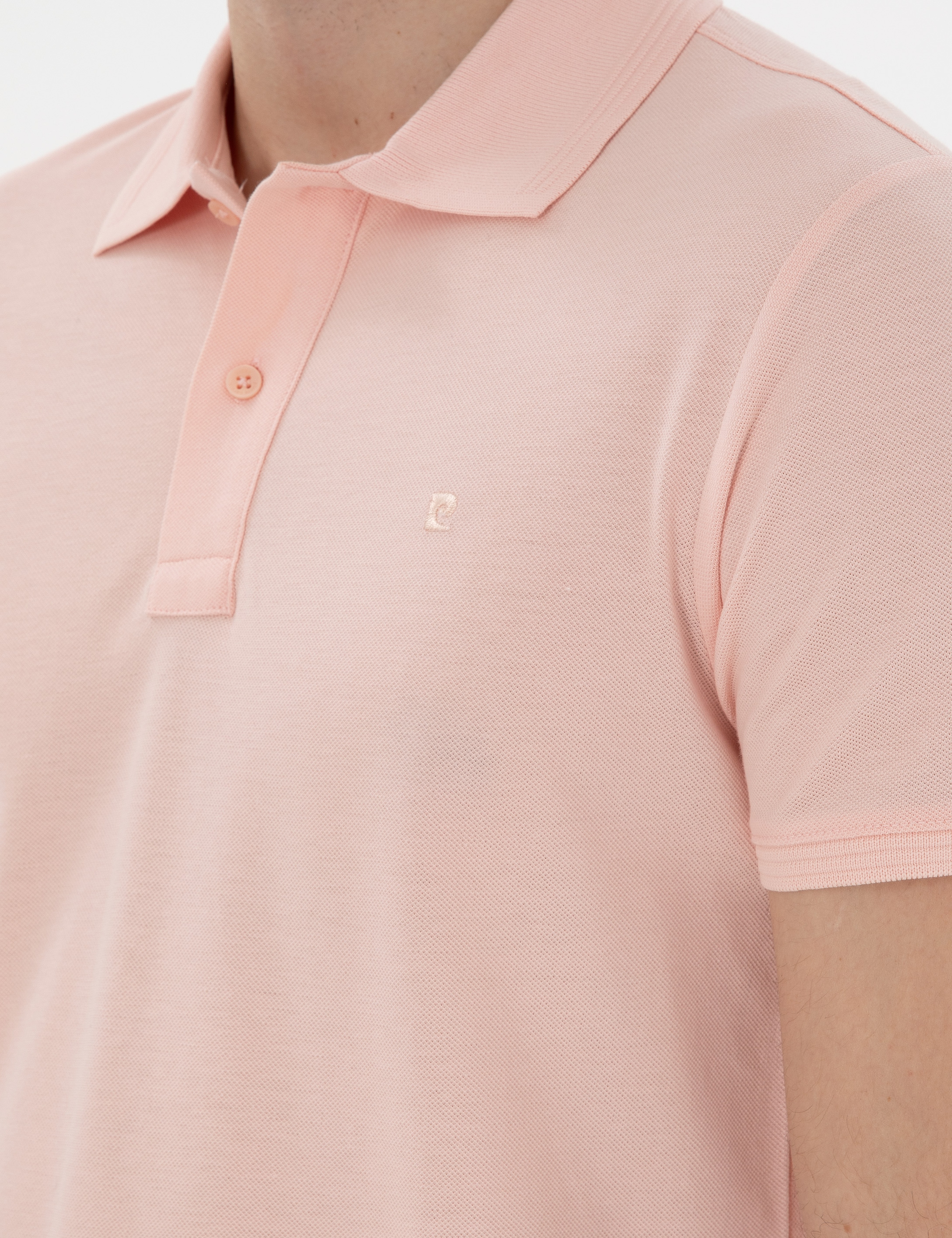 Pudra Slim Fit Kıvrılmaz Polo Yaka Basic Tişört - Image 7