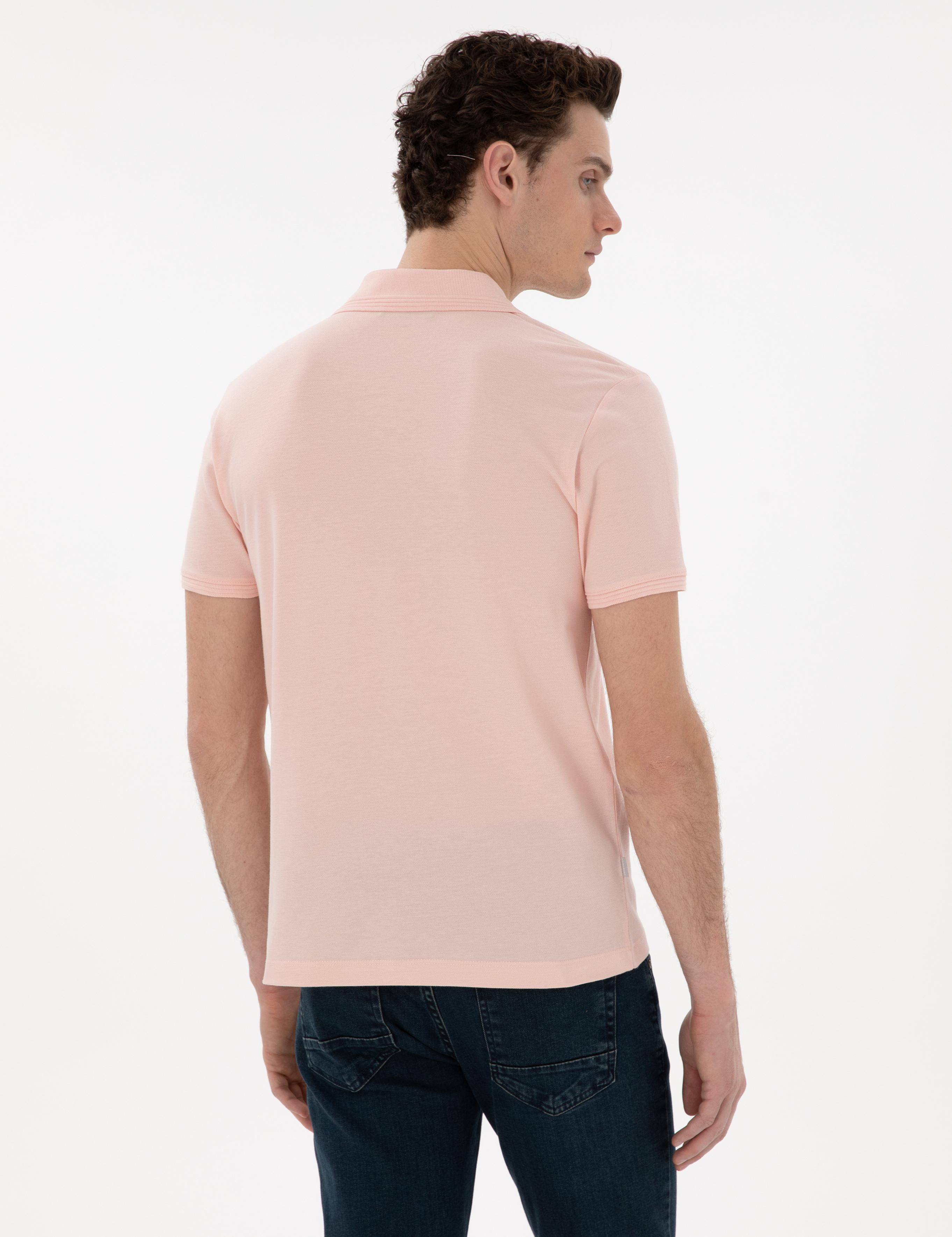 Pudra Slim Fit Kıvrılmaz Polo Yaka Basic Tişört