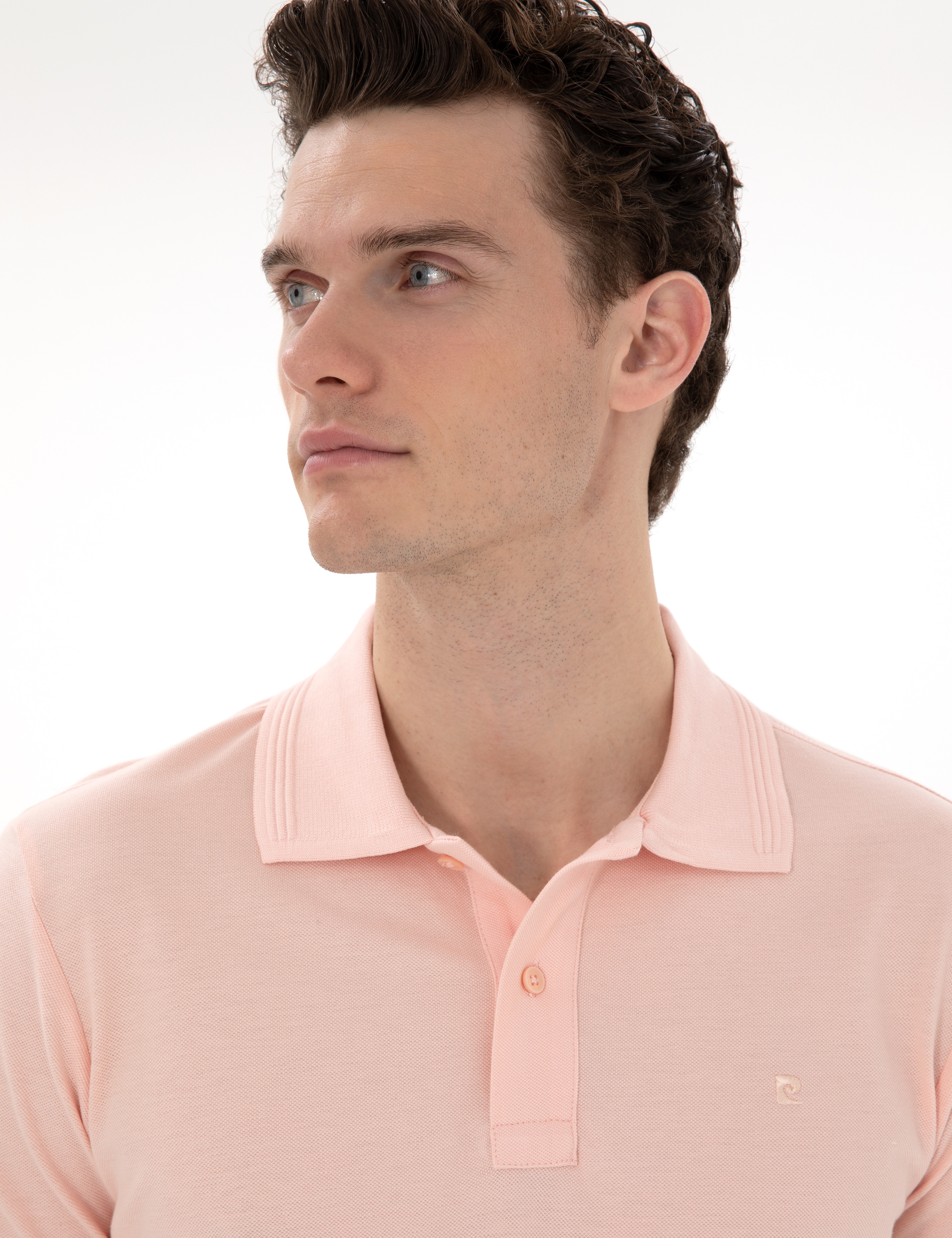 Pudra Slim Fit Kıvrılmaz Polo Yaka Basic Tişört - Image 2