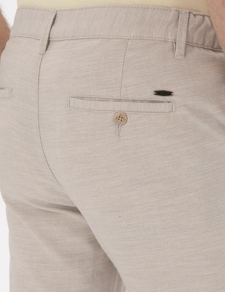 Bej Slim Fit Beli Lastikli Kanvas Pantolon - 50301791124