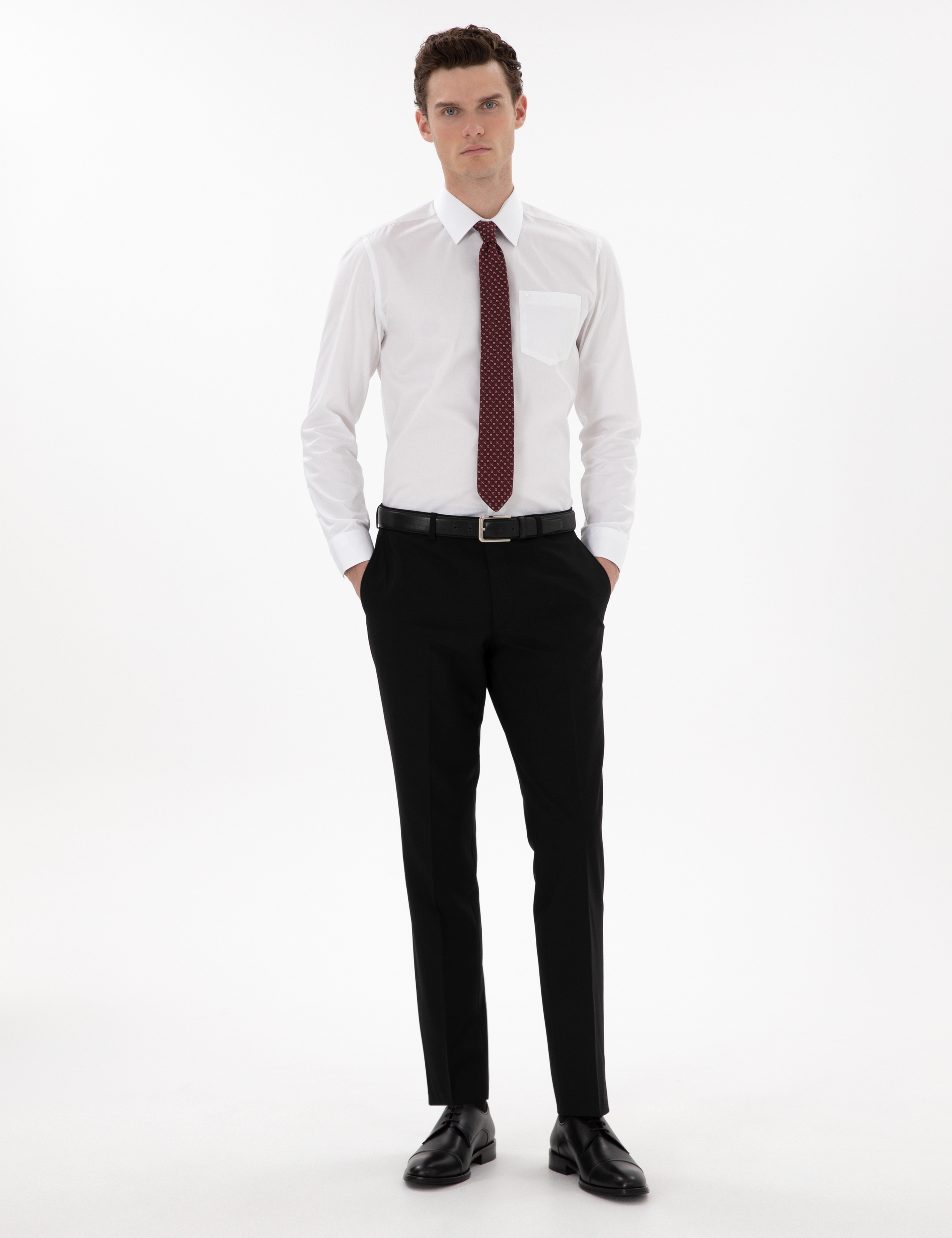 Beyaz %100 Pamuk Parlak Saten Regular Fit Uzun Kollu Basic Gömlek - Image 4