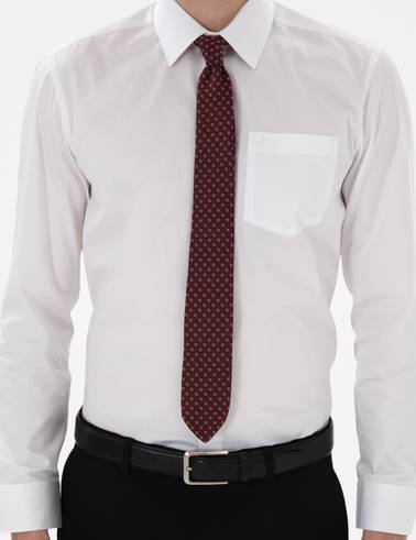 Beyaz %100 Pamuk Parlak Saten Regular Fit Uzun Kollu Basic Gömlek