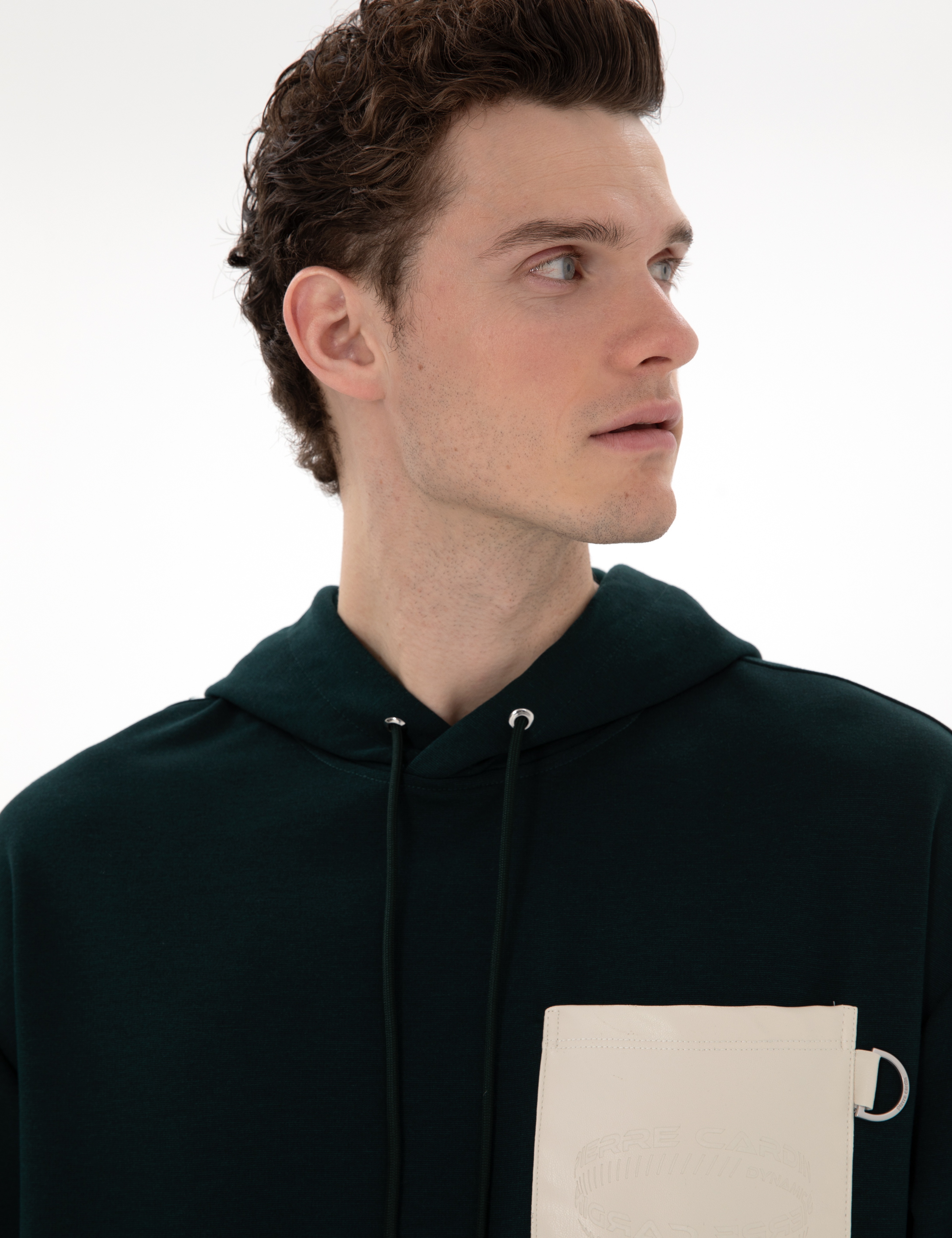 Koyu Yeşil Çelik Örme Comfort Fit  Kapüşonlu Sweatshirt
