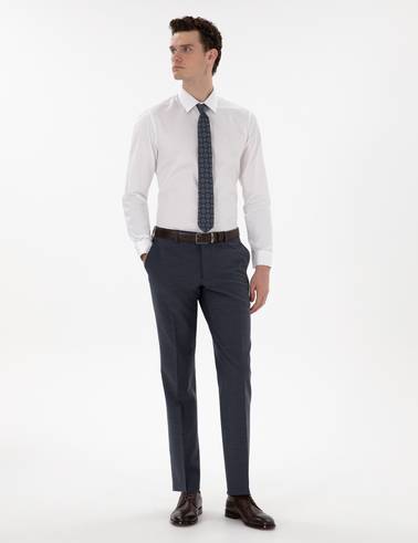 Beyaz %100 Pamuk Parlak Saten Slim Fit Uzun Kollu Basic Gömlek